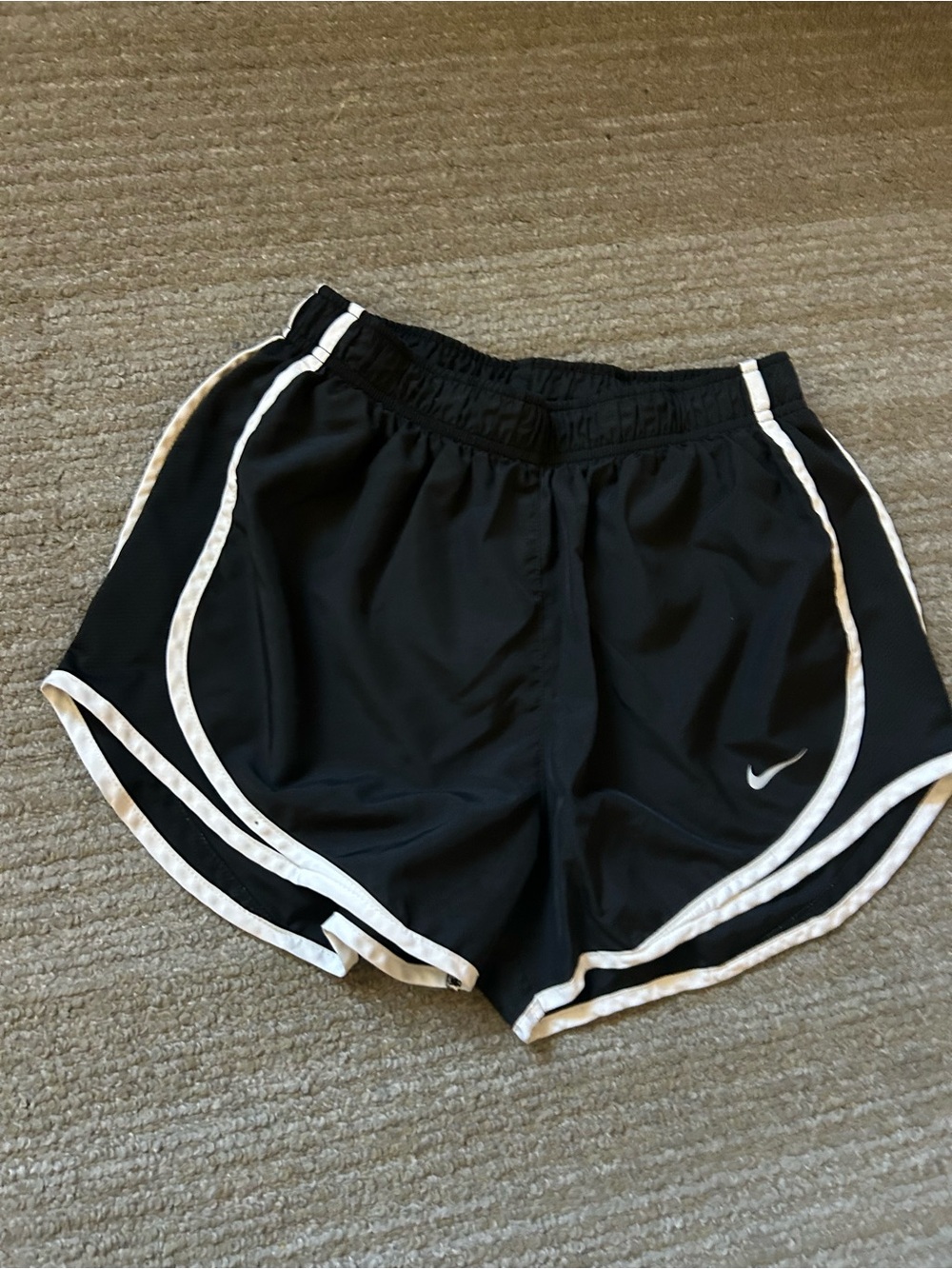 Nike Black Athletic Shorts with White Piping